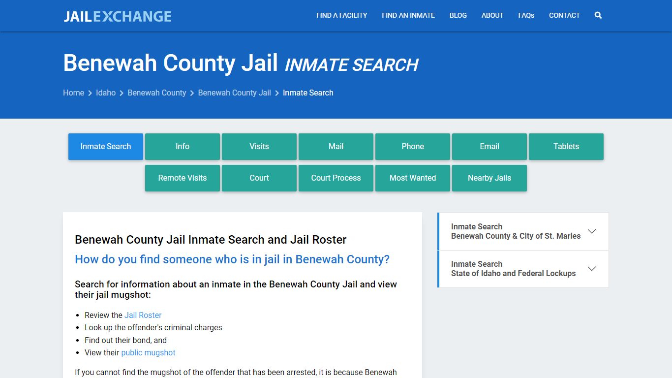 Inmate Search: Roster & Mugshots - Benewah County Jail, ID